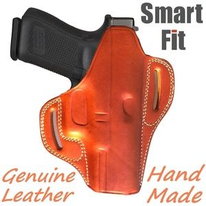 Gun Holster for Glock 17 & 19 OWB Real Leather Tan